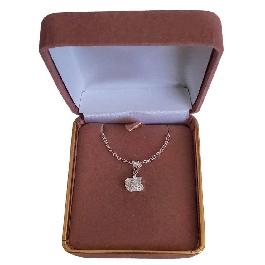 Small Cubic Zirconia Stone Half Bite Apple Pendant