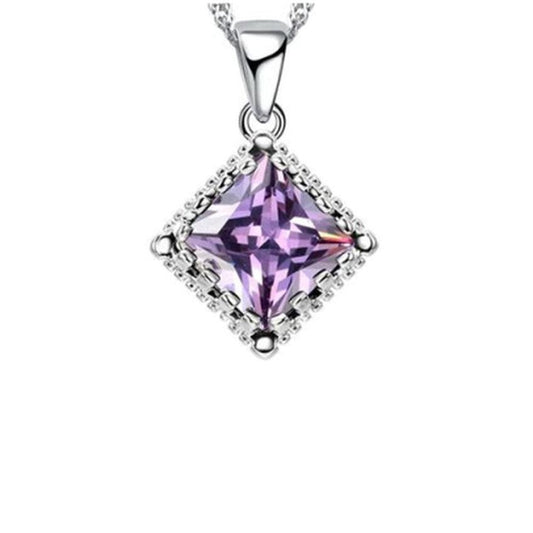 Small Diamond Shaped Cubic Zirconia Purple Pendant