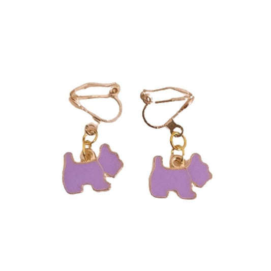 Small Dog Clip On Earrings