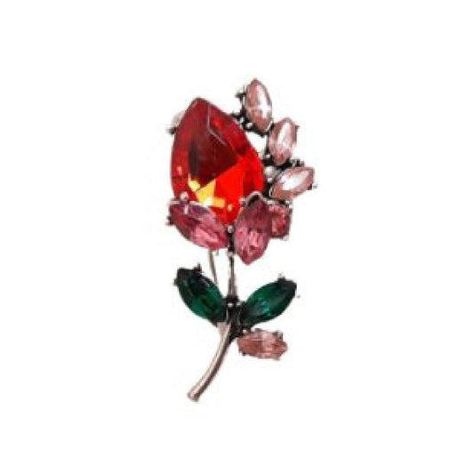 Small Red And Gold Flower Brooch