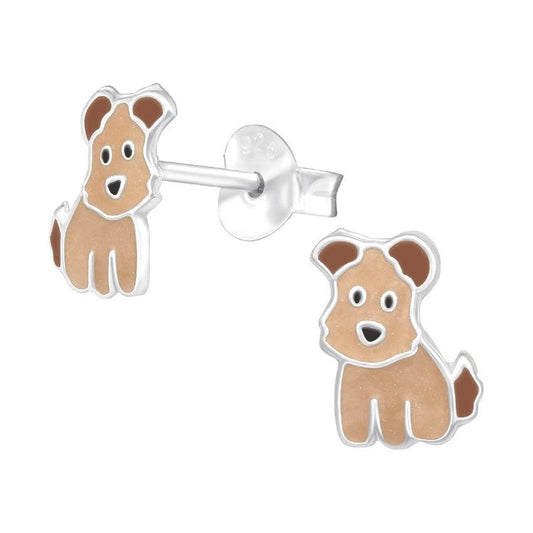 Small Sterling Silver Dog Stud Earrings
