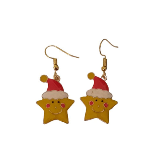 Smiley Star Christmas Earrings