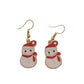 Snowman Diamante Hat Christmas Earrings