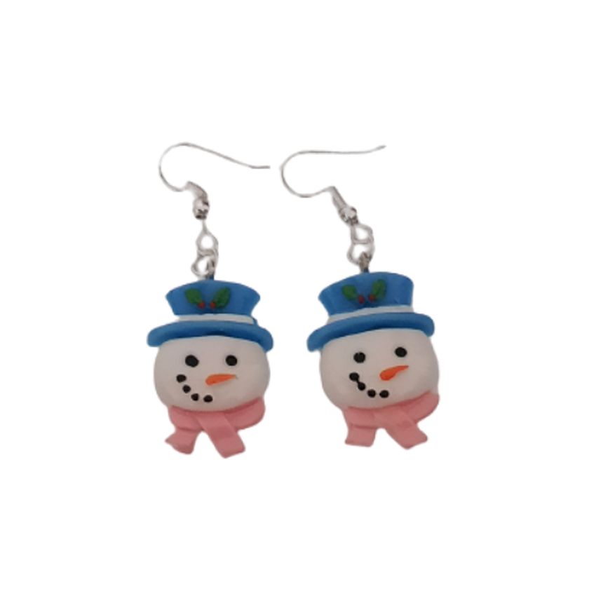 Snowman Face Christmas Earrings