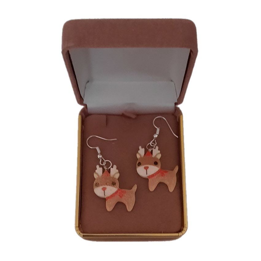 Sparkly Reindeer Christmas Earrings(2)