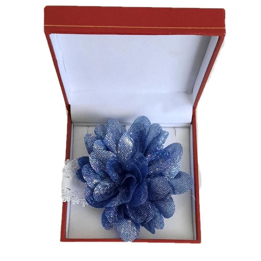 Sparkly Royal Blue Flower Wrist Corsage