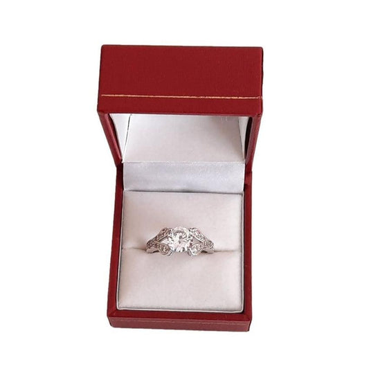 Split Sides Cubic Zirconia Stone Silver Ring Band
