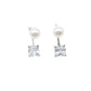 Square Cubic Zirconia Stone Earrings With Pearls