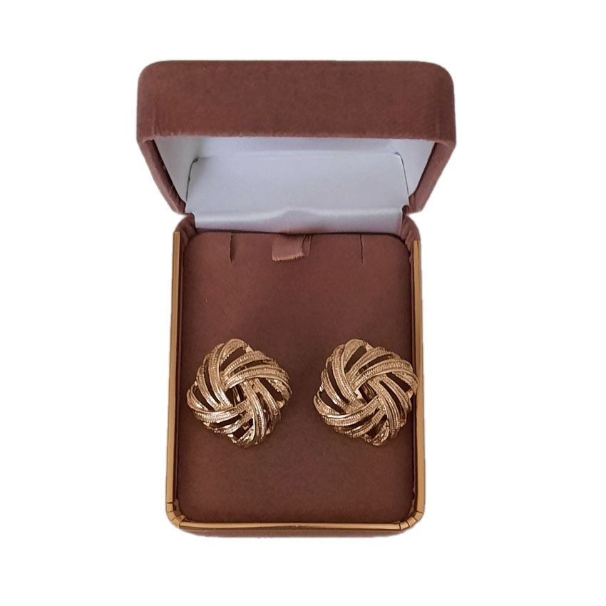 Square Swirl Gold Clip On Earrings(2)