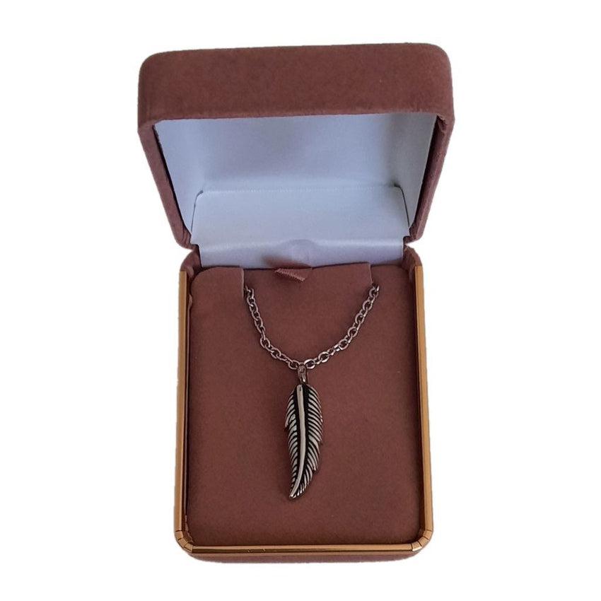 Stainless Steel Feather Cremation Ashes Locket