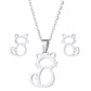 Stainless Steel Cat Earrings And Necklace Set
