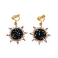 Starburst Black Diamante Clip On Earrings