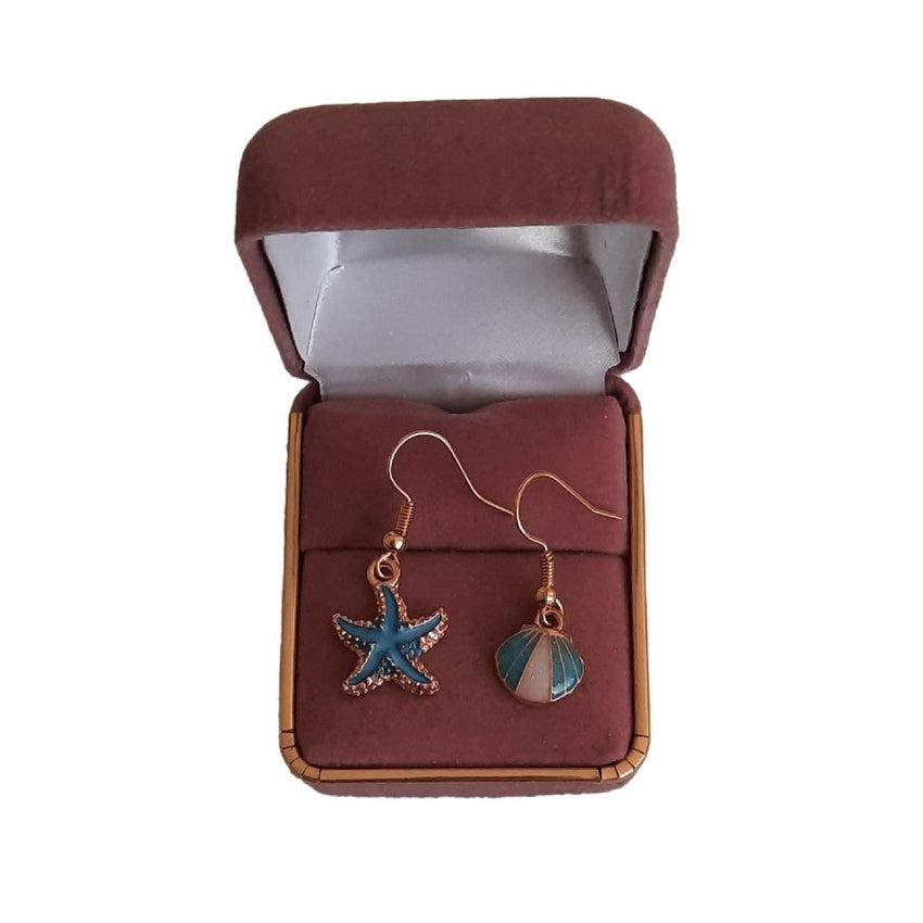 Starfish And Clam Hook Drop Earrings