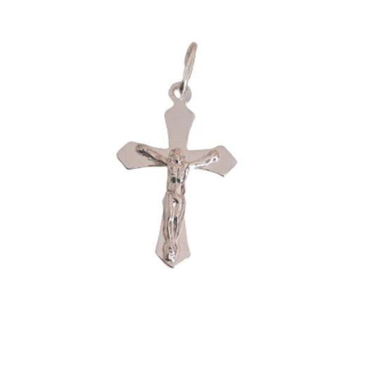 Sterling Bevelled Edge Cross And Silver Crucifix