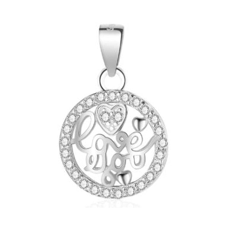 Sterling Silver And CZ I Love You Pendant
