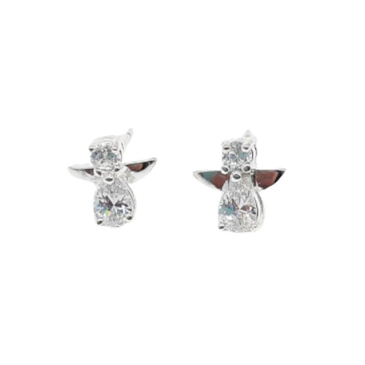 Sterling Silver Angel Earrings With A Diamante Stone Body
