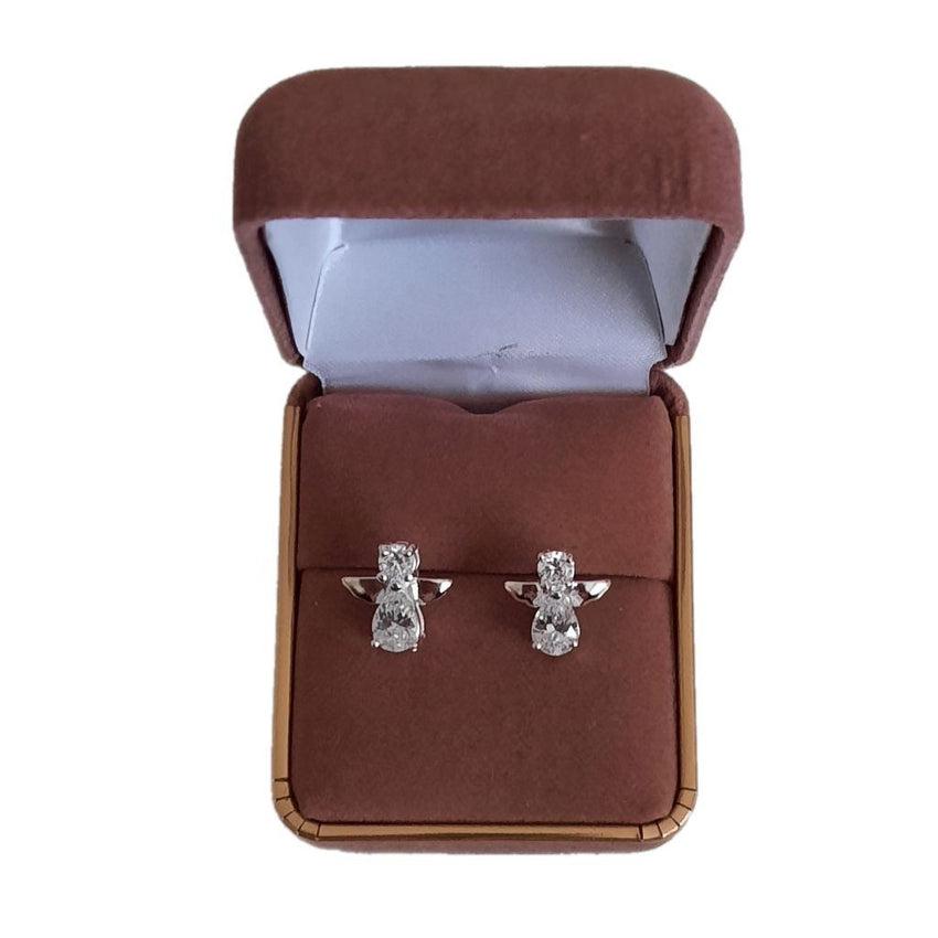 Sterling Silver Angel Earrings With A Diamante Stone Body