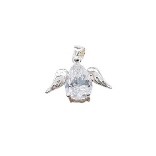 Sterling Silver Angel Pendant With A Cubic Zirconia Body