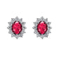 Sterling Silver CZ Surround Red Cubic Zirconia Earrings