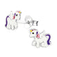 Sterling Silver Coloured Enamel Girls Stud Unicorn Earrings