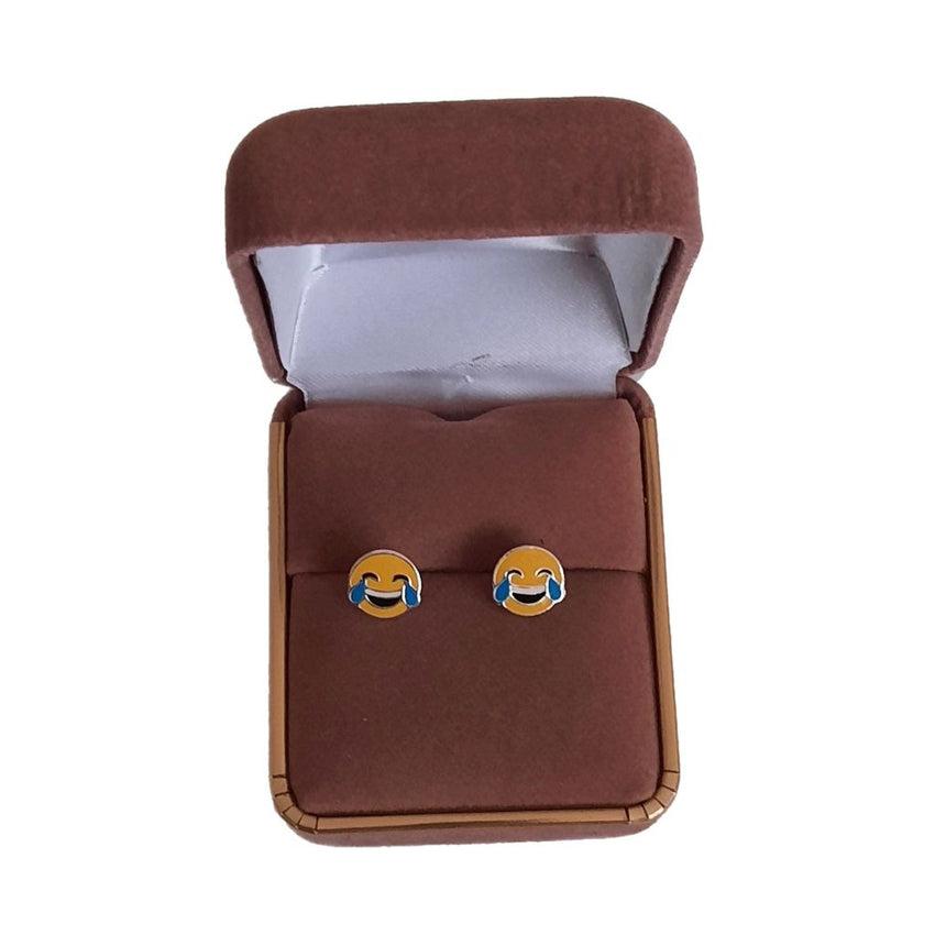 Sterling Silver Crying Laughing Emoji Earrings