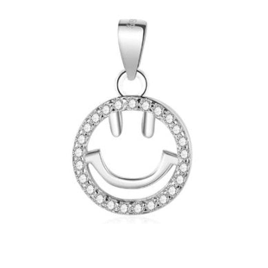 Sterling Silver Cubic Zirconia Smiley Face Pendant