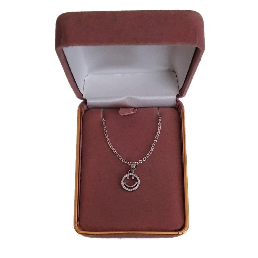 Sterling Silver Cubic Zirconia Smiley Face Pendant