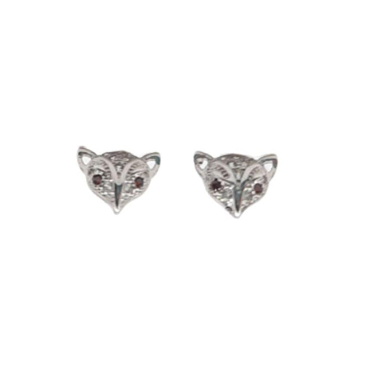 Sterling Silver Fox Face Earrings
