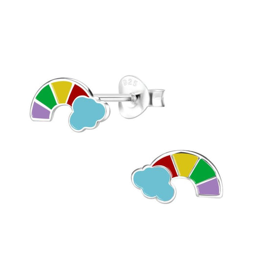 Sterling Silver Girls Rainbow Stud Earrings