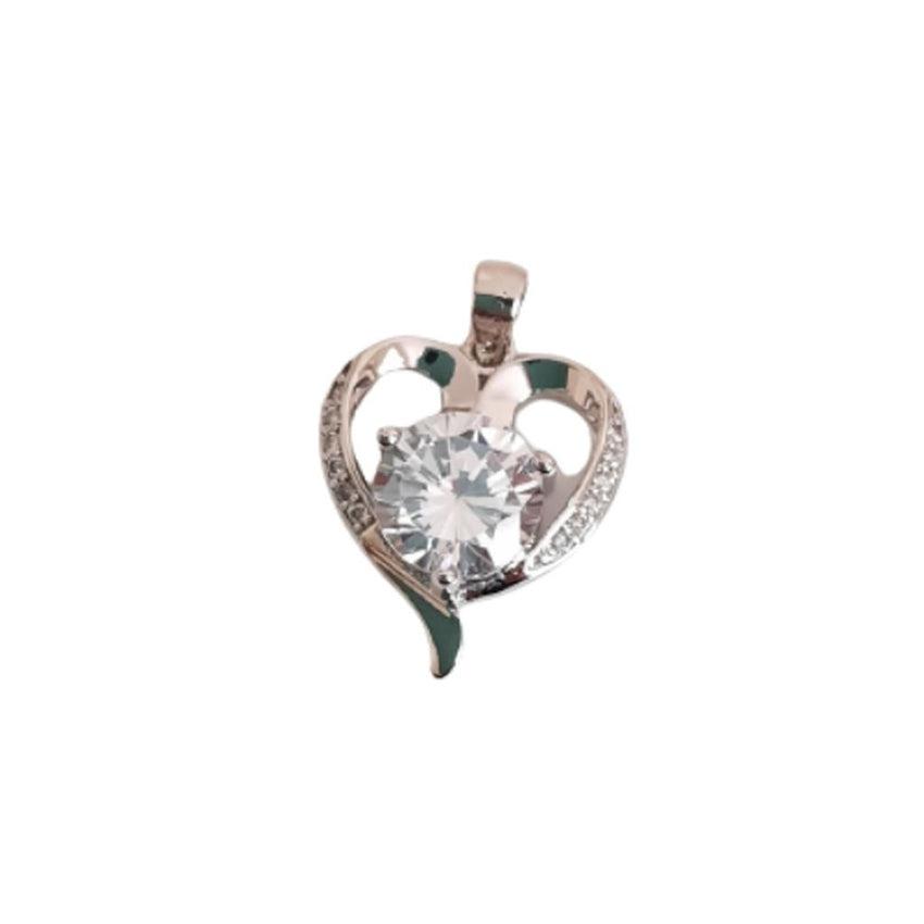 Sterling Silver Heart Cubic Zirconia Pendant