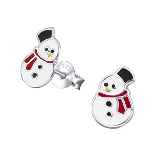 Sterling Silver Kids Snowman Earrings