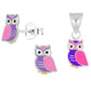 Sterling Silver Owl Childs Matching Earrings And Necklace Set