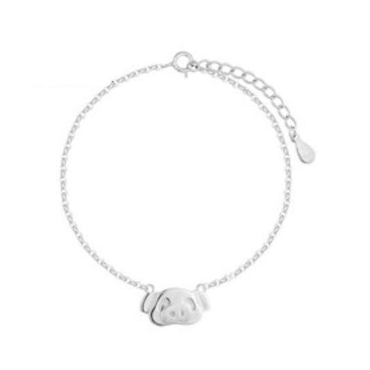 Sterling Silver Pig Face Bracelet