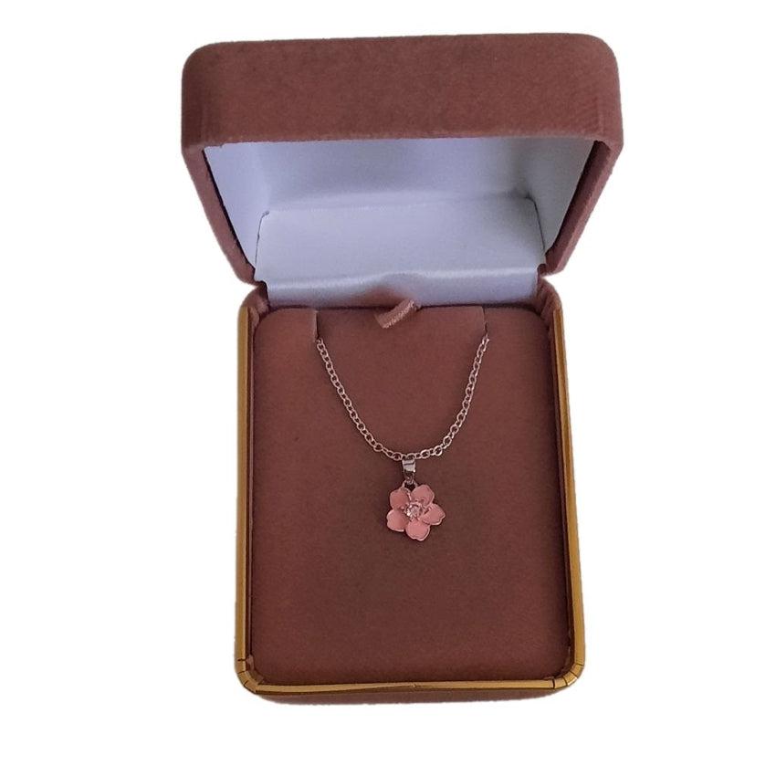 Sterling Silver Pink With CZ Centre Flower Pendant