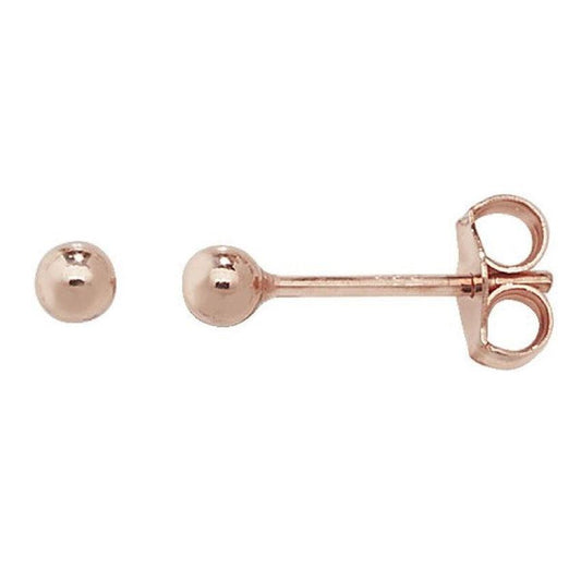 Sterling Silver Rose Gold Small 3mm Stud Earrings