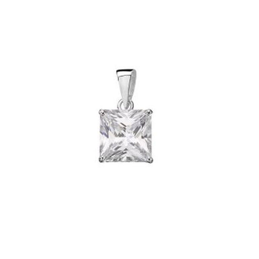 Sterling Silver Square Cubic Zirconia Pendant