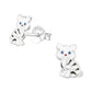 Sterling Silver Striped Cat Small Stud Earrings