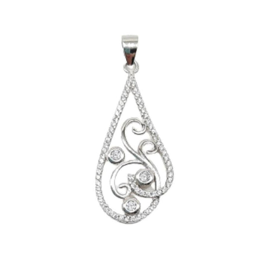 Sterling Silver Stunning Entwined Design Cubic Zirconia Swirl Necklace