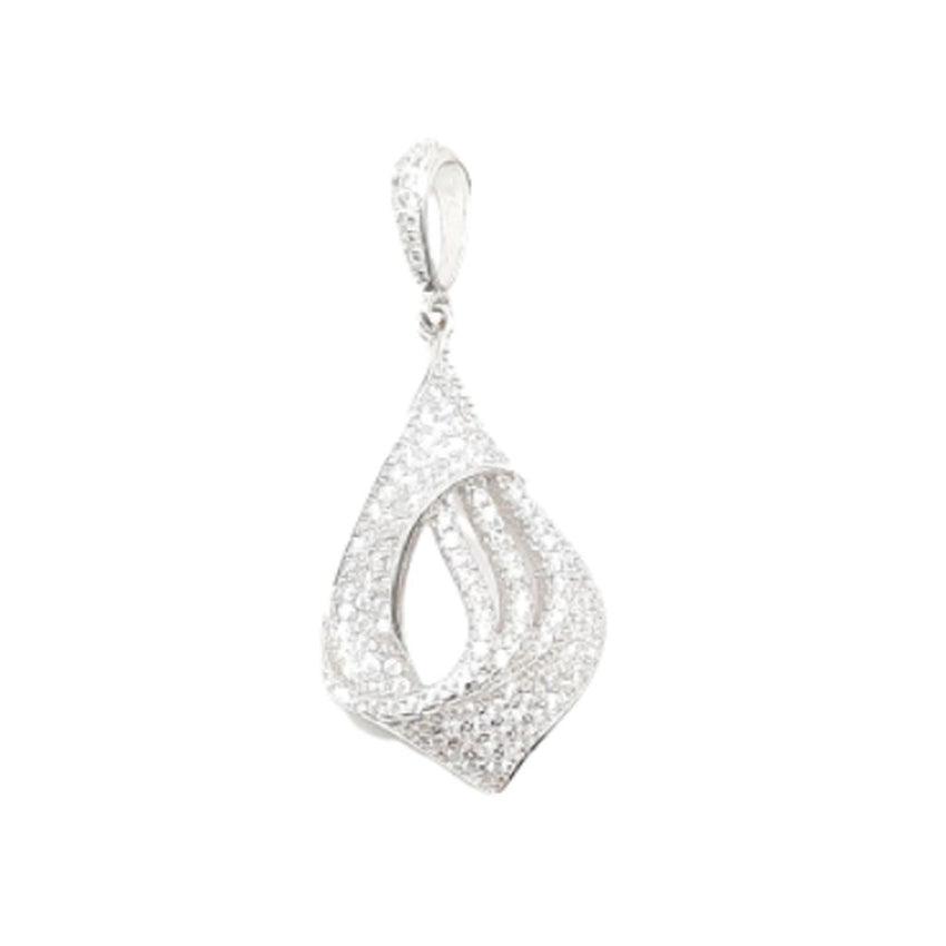 Sterling Silver Stunning Woven Twist CZ Pendant