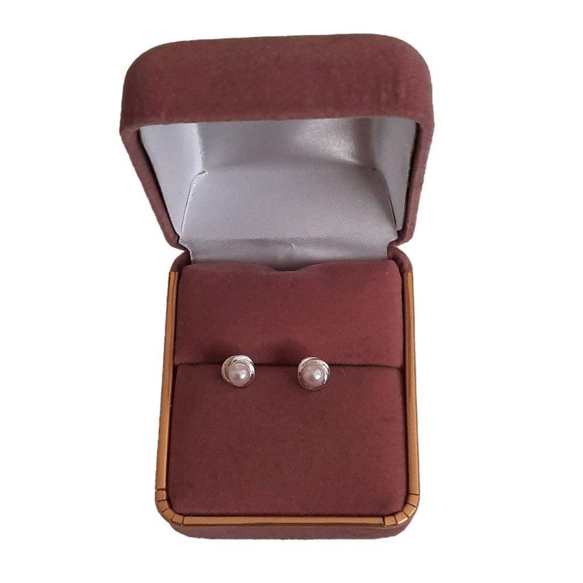 Sterling Silver Surround Pearl Centre Earrings