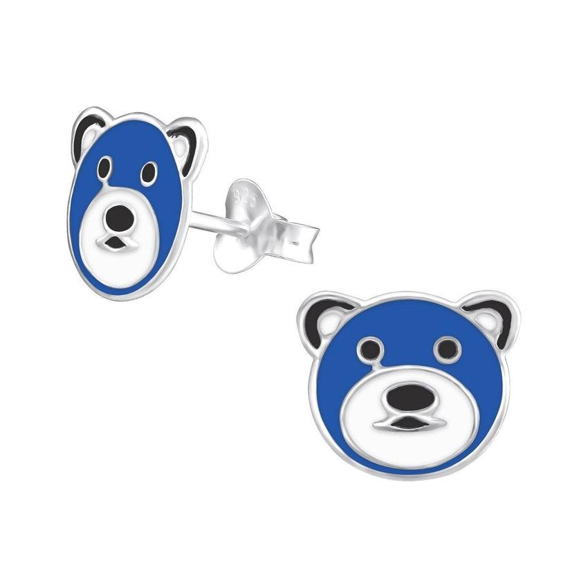 Sterling Silver Teddy Face Earrings