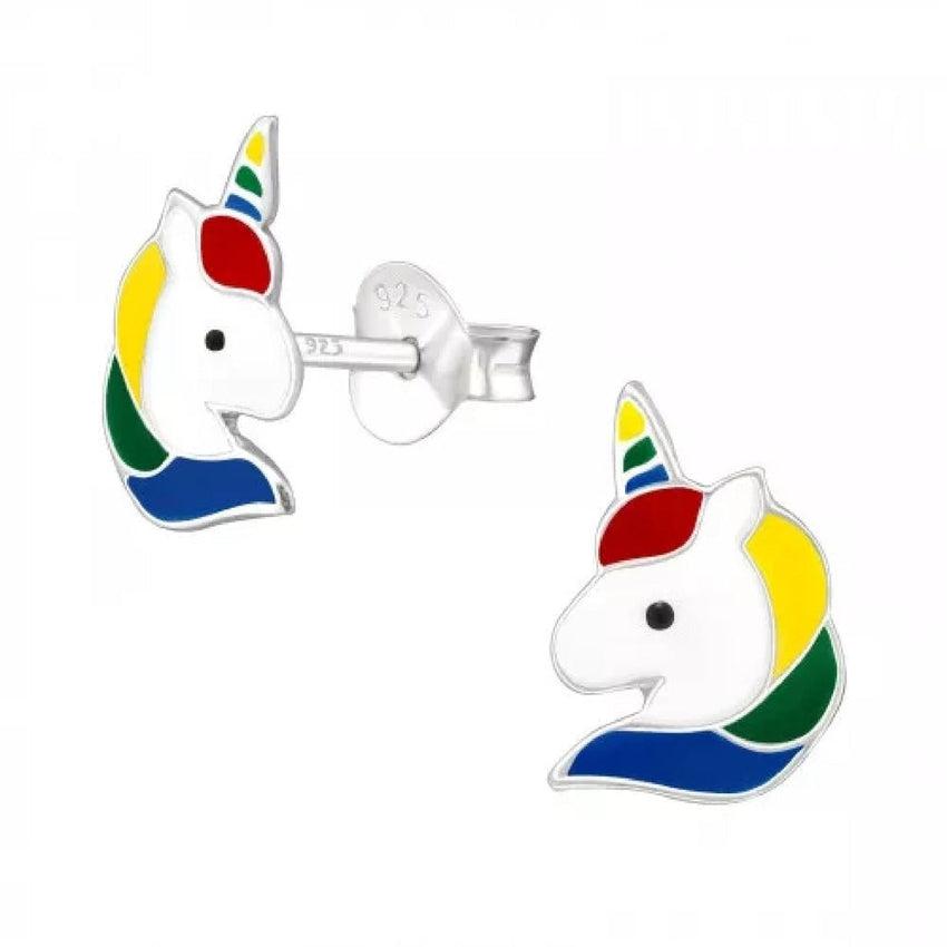 Sterling Silver Unicorn Girls Stud Earrings