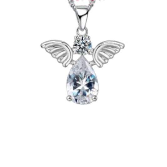 Sterling Silver Wing Cubic Zirconia Body Angel Pendant
