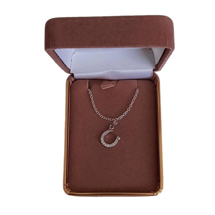 Sterling Silver With Cubic Zirconia Lucky Horseshoe Pendant
