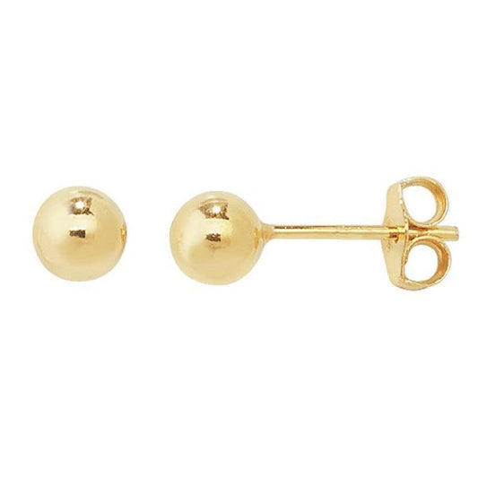 Sterling Silver With Gold Plating 5mm Stud Earrings
