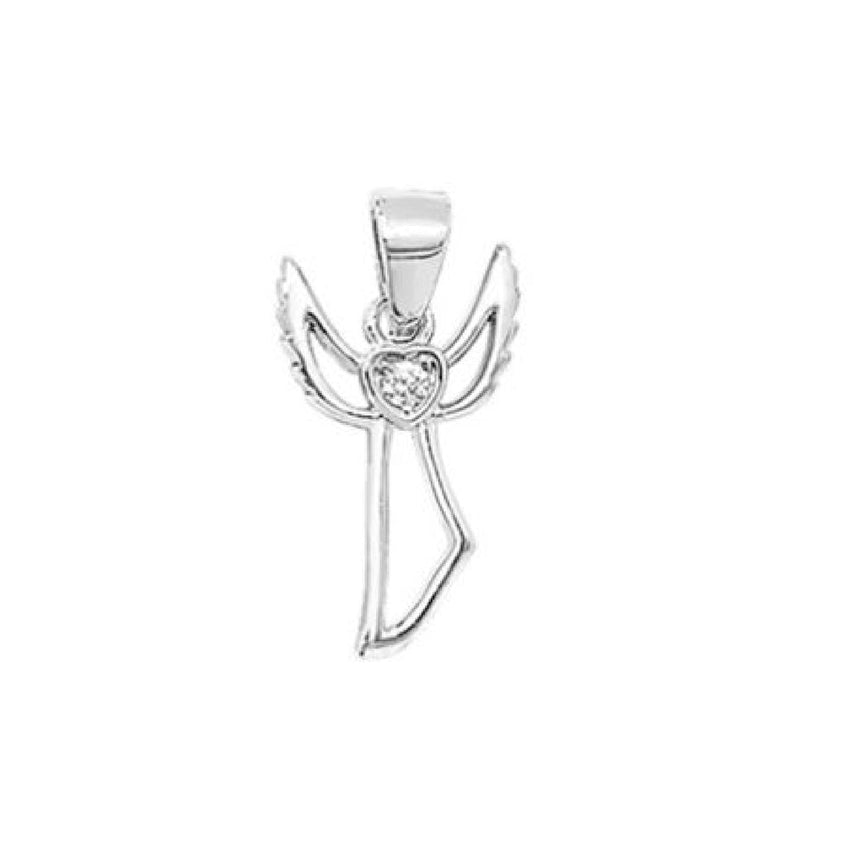 Sterling Silver Angel Pendant With Cubic Zirconia