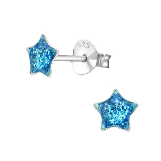 Sterling Silver Blue Star Earrings