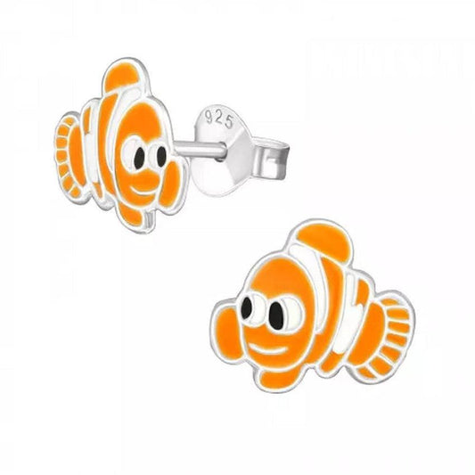 Sterling Silver Clownfish Girls Earrings