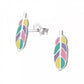 Sterling Silver Coloured Feather Earrings