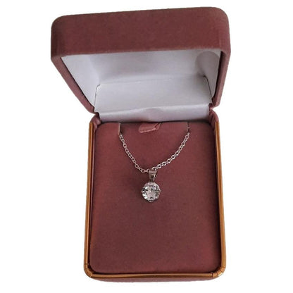 Sterling Silver Cubic Zirconia 8mm Solitaire Stone Pendant